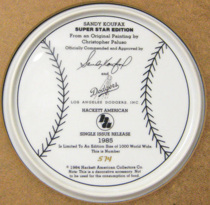 Sandy Koufax Signed  Dodgers Plate Framed Mint gold autograph LE /1000 Cbm COA