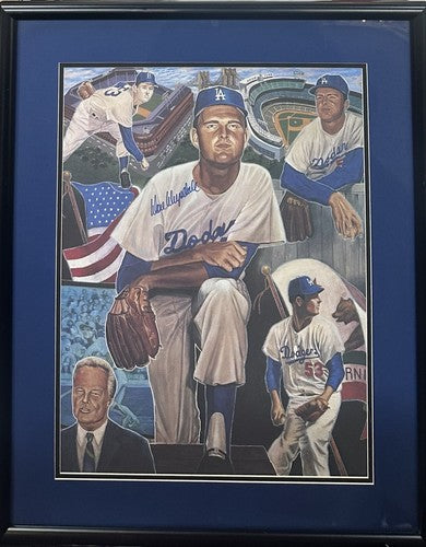 Don Drysdale Signed Brooklyn & La Dodgers 16x20 Framed Photo Litho CBM COA auto