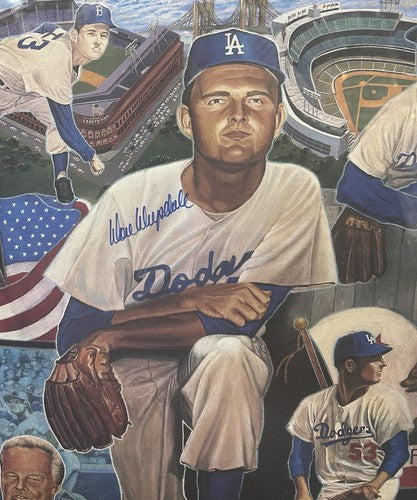 Don Drysdale Signed Brooklyn & La Dodgers 16x20 Framed Photo Litho CBM COA auto
