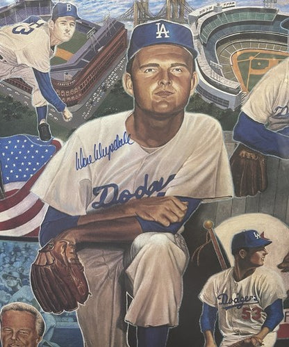 Don Drysdale Signed Brooklyn & La Dodgers 16x20 Framed Photo Litho CBM COA auto