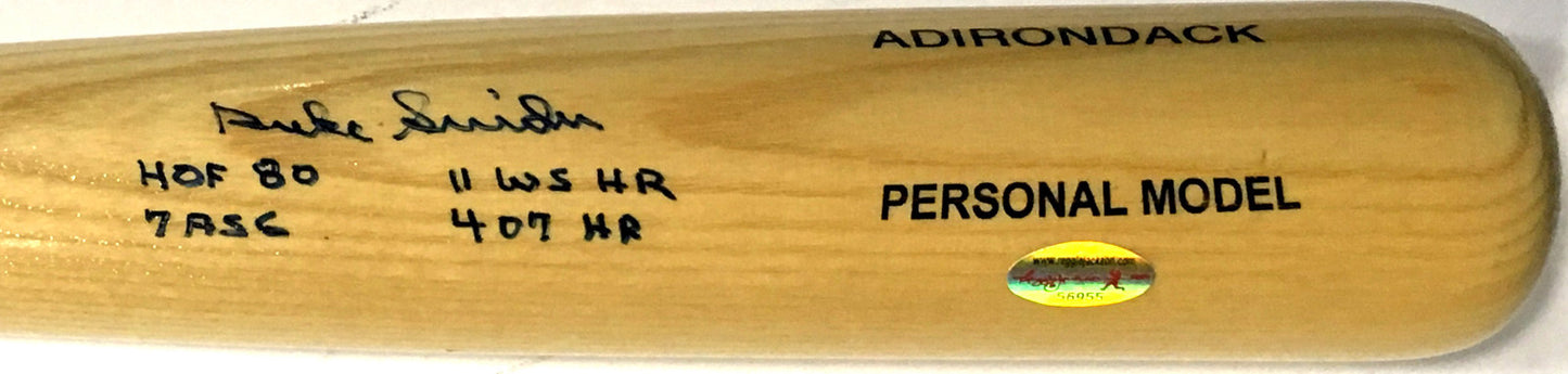 Duke Snider Signed "HOF 80, 7 ASG, 11 WS HR, 407 HR" 4 Inscribed Bat Dodgers COA