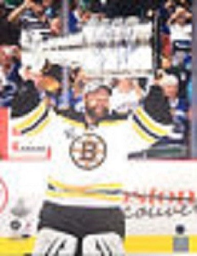 Tim Thomas Signed Boston Bruins Stanley Cup 16x20 Photo Holding the Trophy COA