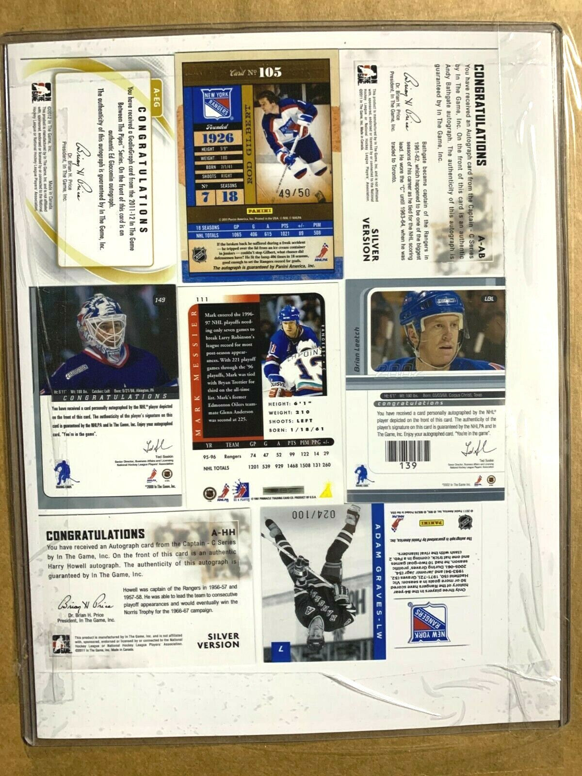 NY Rangers Retired # Signed Card Framed 8 Auto Messier Graves Leetch Richter Coa