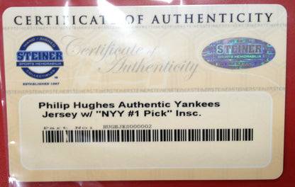 Phil Hughes Signed Inscribed "New York Yankees #1 Pick" Jersey Steiner COA