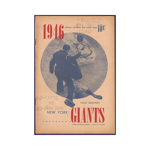 New York Giants polo grounds vs pirates 1946 Program Neat Scored paper boxscore