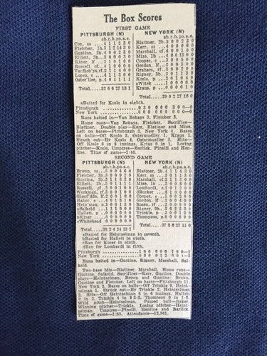 New York Giants polo grounds vs pirates 1946 Program Neat Scored paper boxscore