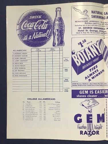 HARLEM Globetrotters All-Americans March 29 1953 Program Madison Square Garden