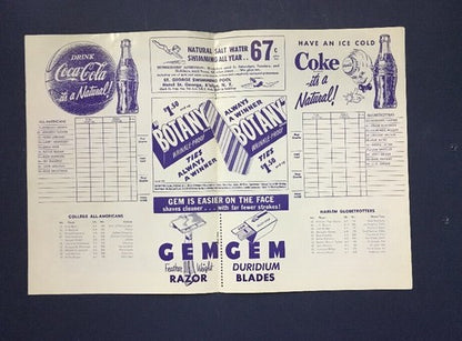 HARLEM Globetrotters All-Americans March 29 1953 Program Madison Square Garden