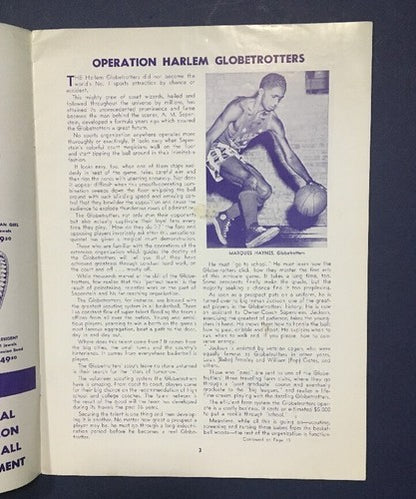 HARLEM Globetrotters All-Americans March 29 1953 Program Madison Square Garden