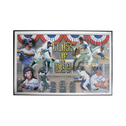 HOF Class of 1999 Signed Framed 24x35 Photo Ryan Cepeda Brett Yount LE /99 COA