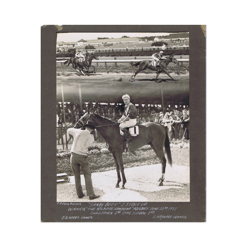 CC Cook NY Sepia Horse Racing Vintage Original Photograph Sandy Boot