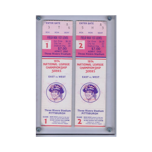 1974 Pittsburg Pirates NL Championship Series Ticket Stub Game 1 & 2 NM-MINT