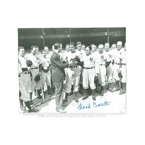 Frank Crosetti & Tom Henrich Signed 8x10 Giving Joe DiMaggio Watch 1942 COA