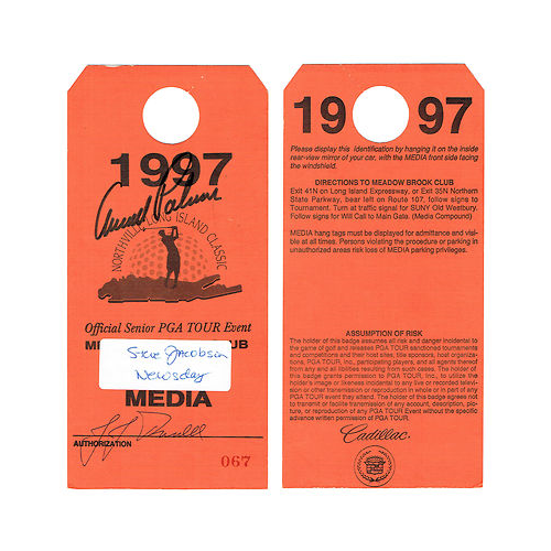Arnold Palmer Signed 1997 Senior PGA Tour Media Pass Mint Autograph Coa