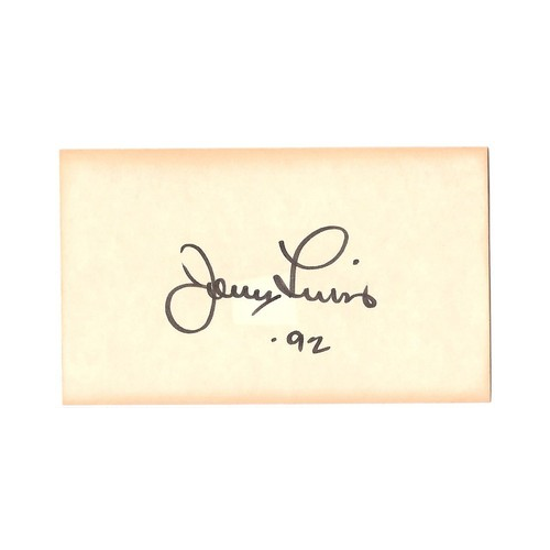 Jerry Lewis Signed 1992 Inscribed "92" 3x5 Vintage Index Card RARE Auto JSA COA