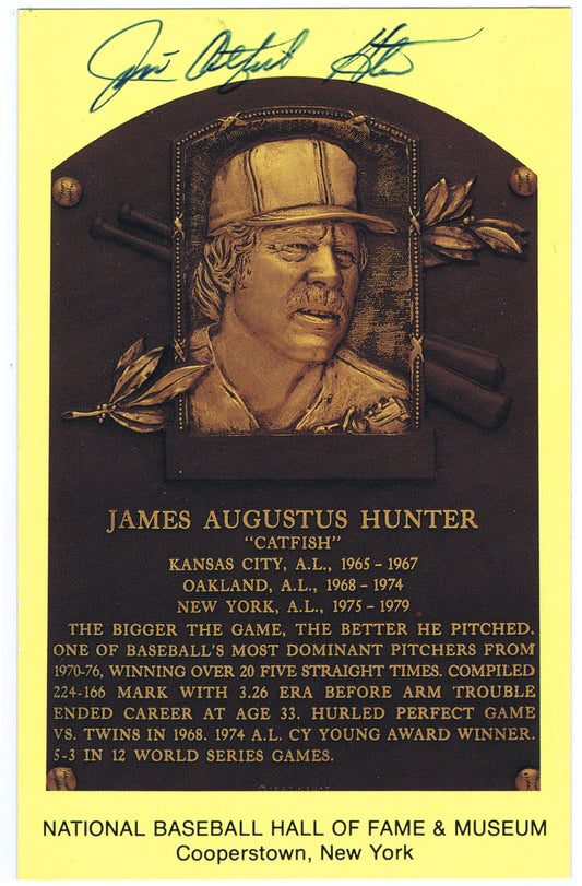 Jim Catfish Hunter Signed Postcard Hall of Fame HOF  Bold Mint Auto CBM COA Holo