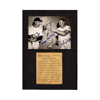 Johnny Mize Happy Chandler Yankees Signed 1951 Wire Photo APP 15 X11 Type 1 Coa