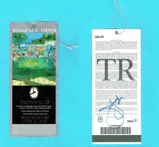 2002 US OPEN Golf TICKET JIM FURYK Signed Mint Autograph Cbm Coa