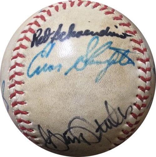 Lou Brock Gary Carter Garvey Feller HOF 10 auto Signed ONL Feeney Baseball COA