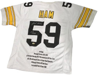 Jack Ham Signed HOF 1988 Autograph Pittsburgh Steelers Stat Jersey MAB Coa