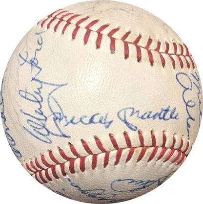 Mickey Mantle Joe DiMaggio Red Ruffing Berra Signed Hof Baseball 24 Auto PSA Coa