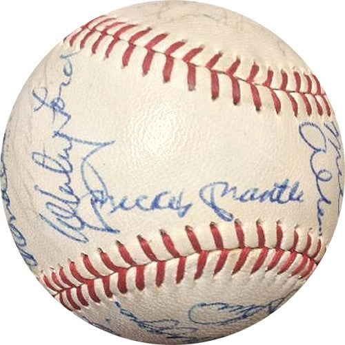 Mickey Mantle Joe DiMaggio Red Ruffing Berra Signed Hof Baseball 24 Auto PSA Coa