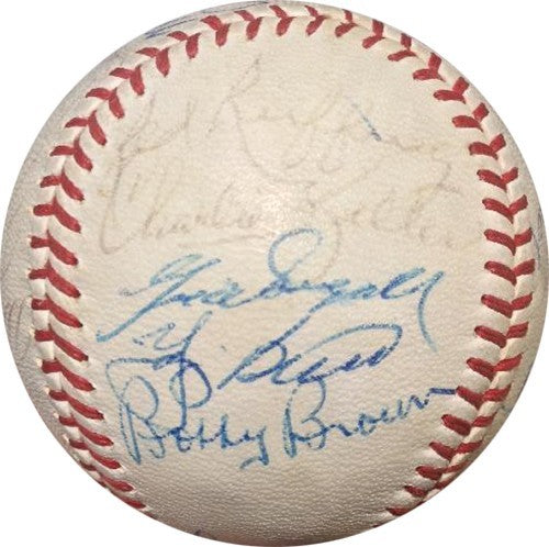 Mickey Mantle Joe DiMaggio Red Ruffing Berra Signed Hof Baseball 24 Auto PSA Coa