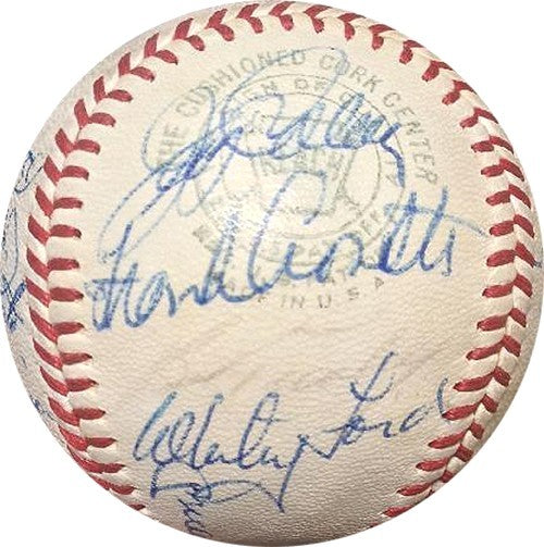 Mickey Mantle Joe DiMaggio Red Ruffing Berra Signed Hof Baseball 24 Auto PSA Coa
