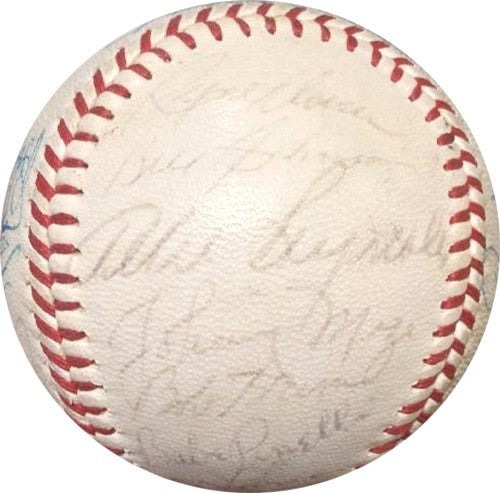 Mickey Mantle Joe DiMaggio Red Ruffing Berra Signed Hof Baseball 24 Auto PSA Coa