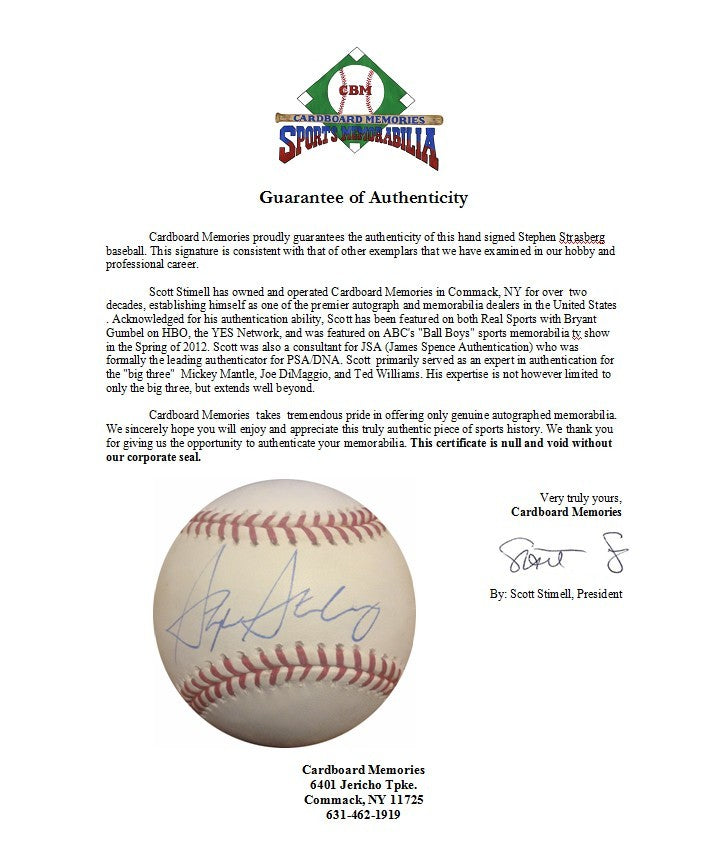 Stephen Strasberg Nationals Signed Official Major League Baseball Auto COA