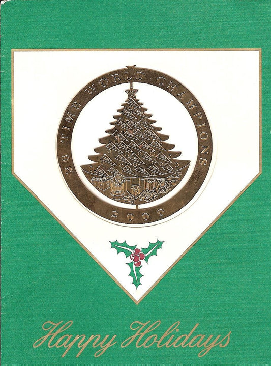 NY Yankees Holiday Greeting Card Ornament Signed by Staff 2000 WS Champs jeter