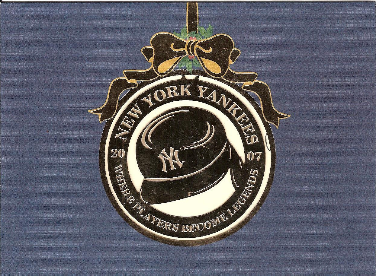 NY Yankees Holiday Greeting Card Ornament Signed by Staff 2007 rare