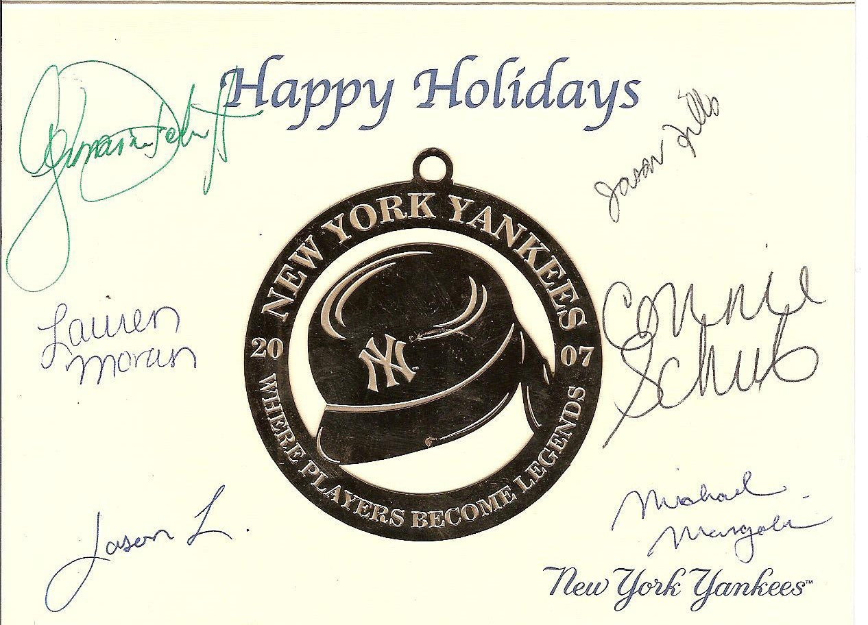 NY Yankees Holiday Greeting Card Ornament Signed by Staff 2007 rare
