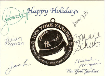 NY Yankees Holiday Greeting Card Ornament Signed by Staff 2007 rare