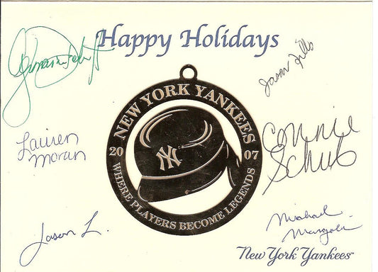 NY Yankees Holiday Greeting Card Ornament Signed by Staff 2007 rare