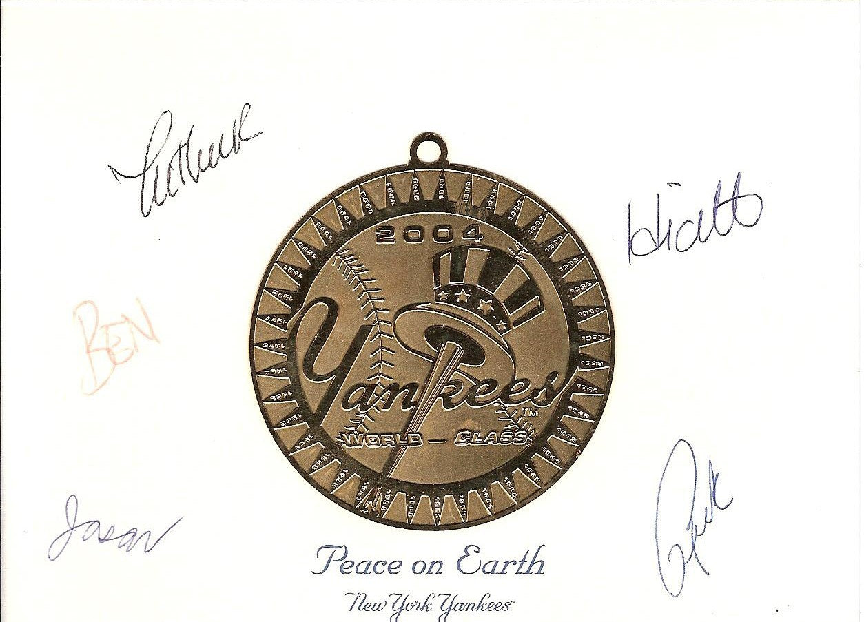 NY Yankees Holiday Greeting Card Ornament Signed by Staff 2004
