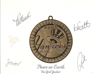 NY Yankees Holiday Greeting Card Ornament Signed by Staff 2004
