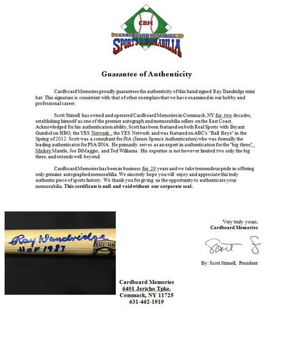 Ray Dandridge Signed MINI Louisville Bat  Hof 1987 Auto Mint CBM Holo COA  rare