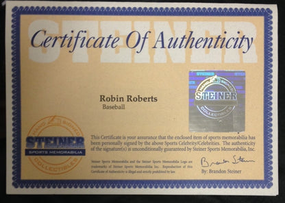 Robin Roberts Signed HOF 76 Autograph Baseball w/ Case Steiner Coa