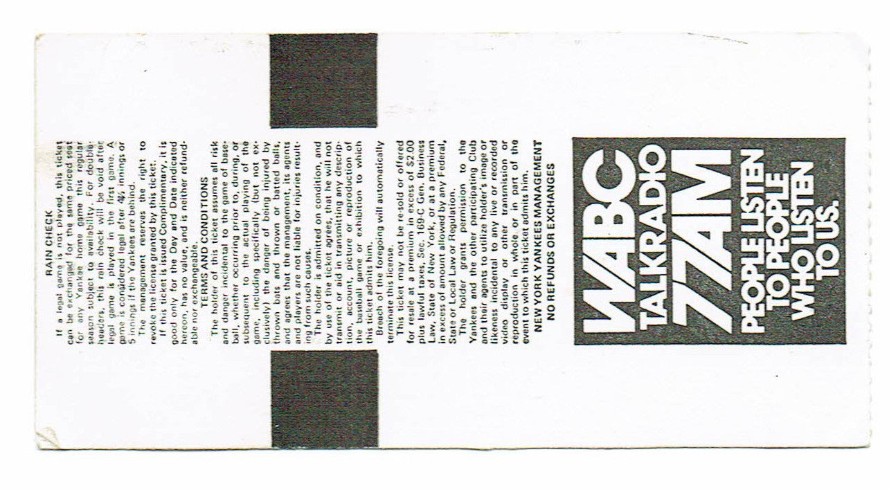 1984 Ny  Yankees Opening Day Ticket Stub Yankee Stadium Don Mattingly 4/10/1984