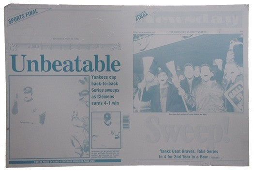 1999 Yankees World Series Champions SWEEP Newsday Printing Plate Derek Jeter 1/1
