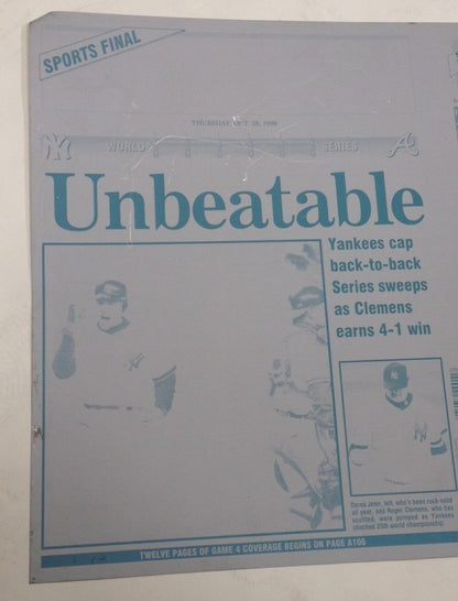 1999 Yankees World Series Champions SWEEP Newsday Printing Plate Derek Jeter 1/1