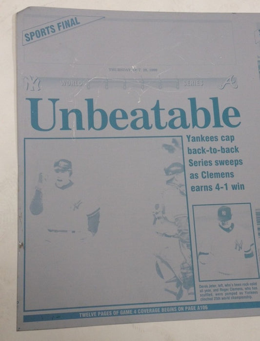 1999 Yankees World Series Champions SWEEP Newsday Printing Plate Derek Jeter 1/1