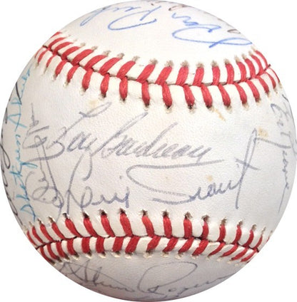 NY Mets Old Timers Day Team Signed Baseball 24 Auto Gary Carter Al Oliver COA