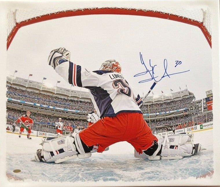 Henrik Lundqvist Signed Framed Canvas Rangers Yankee Stadium Net Cam Steiner