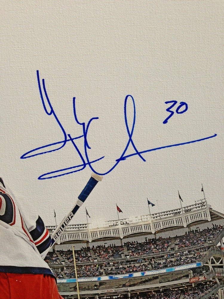 Henrik Lundqvist Signed Framed Canvas Rangers Yankee Stadium Net Cam Steiner