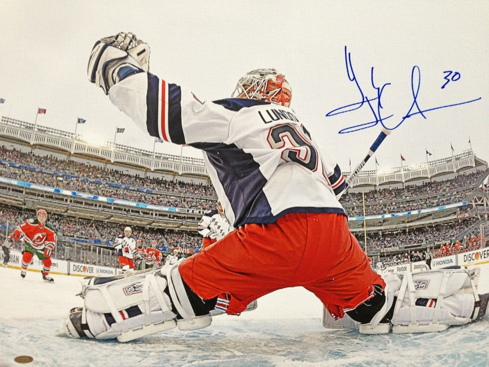 Henrik Lundqvist Signed Framed Canvas Rangers Yankee Stadium Net Cam Steiner