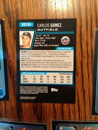 Carlos Gomez 2006 Bowman Chrome True Rookie Card  Mint Lot Of 5 Gradable  Rc