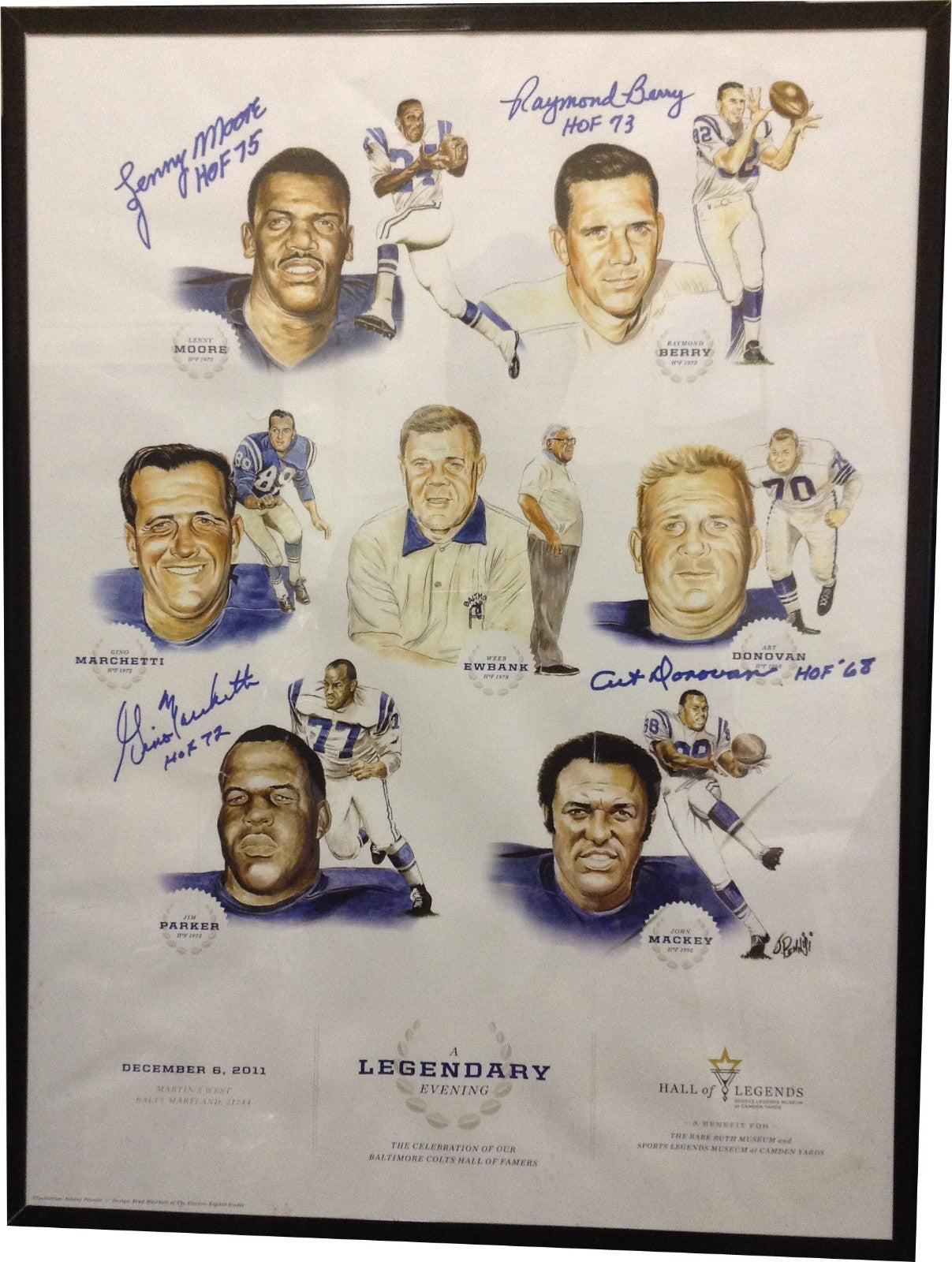 Baltimore Colts Litho Signed By 4 Hall of Famers Moore Berry Marchetti Donovan