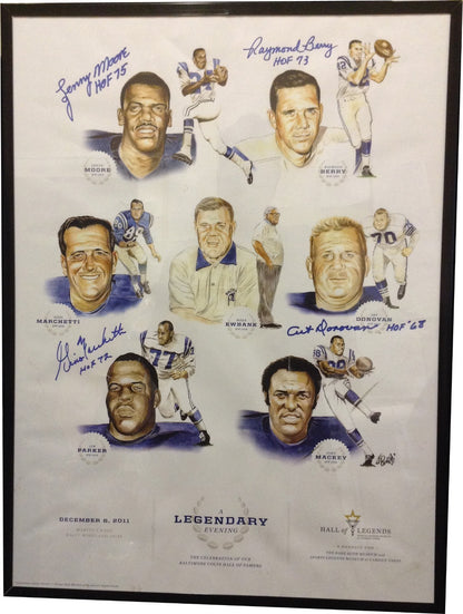 Baltimore Colts Litho Signed By 4 Hall of Famers Moore Berry Marchetti Donovan